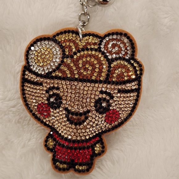 Bowl Of Noodles Ramen Rhinestone  Keychain with Tassel Bag Charm - Picture 2 of 3